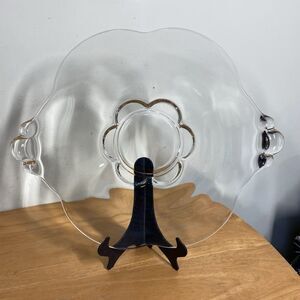 Duncan & Miller Canterbury Handled Sandwich Plate / Platter Clear Glass